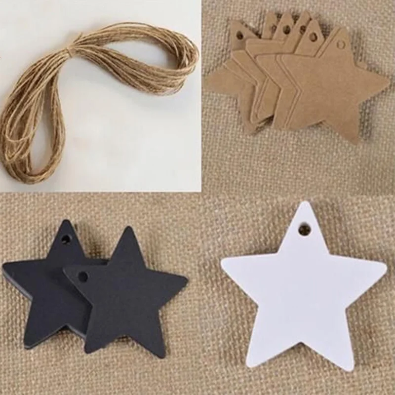 

100pcs/lot Star Kraft Paper Wedding Christmas Halloween Party Favor Price Gift Card Handmade Label Luggage Paper Labels Tags