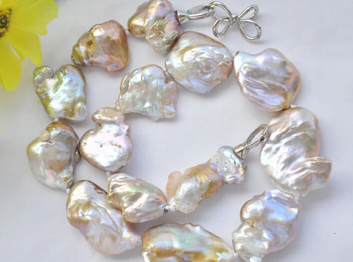 

fast natural 35mm lavender baroque KESHI REBORN PEARL NECKLACE 18inch