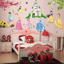 Съемные diy семь принцесса птицы цветок замок наклейки на стену домашний декор 5102. Для детской комнаты девушка детская спальня наклейка