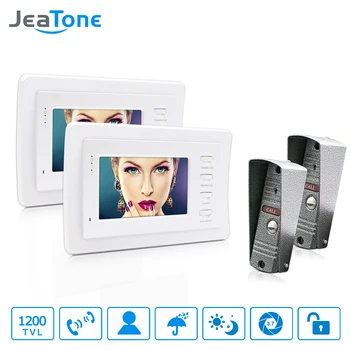 

JeaTone 4"White Monitor Manual Button Speakerphone intercom Color Video Door Phone doorbell door lock video phone system