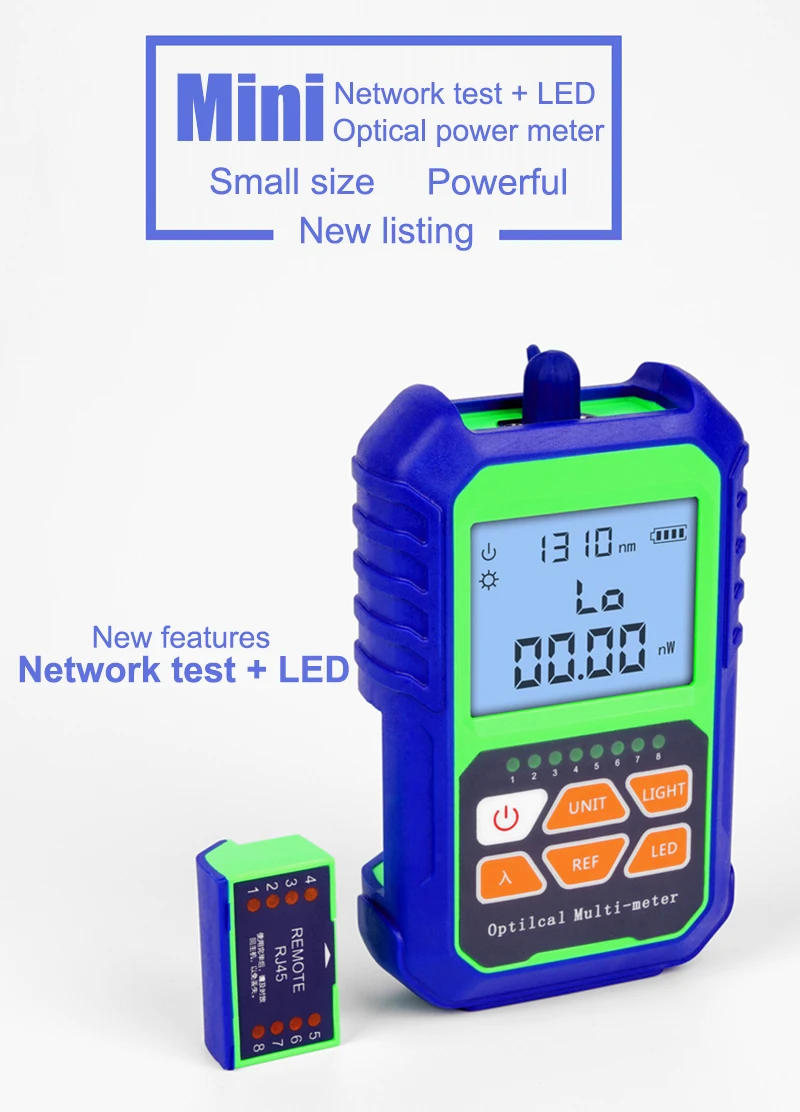 Аккумуляторная измеритель оптической мощности и 5 км Визуальный дефектоскоп волокно оптический тест, с RJ45 сети Тестовый порт Бесплатная