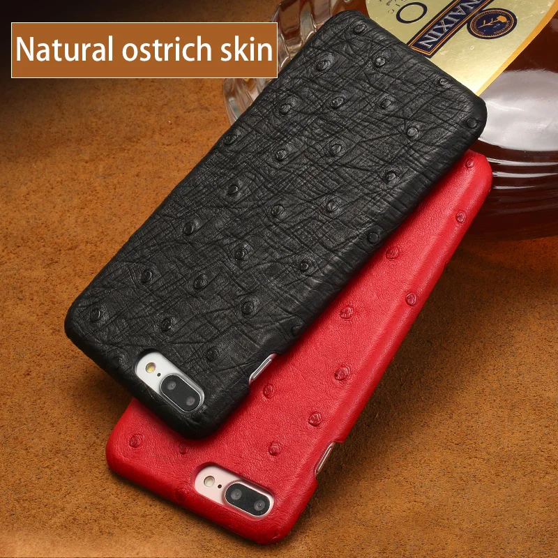 Genuine leather case For iPhone 8PLUS 7plus Original Natural Ostrich skin funda For apple iphone 7 