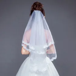 One Layer Tulle Short Lace Edge Bridal Veil Ivory/White Wedding Veil Wedding Accessories Free Shipping