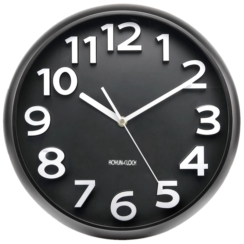 

TOP!-Wall Clock 13 Inch With Large 3D Numbers, Silent Non-Ticking Quartz Decorative Round Clock, Battery Operated, Easy To