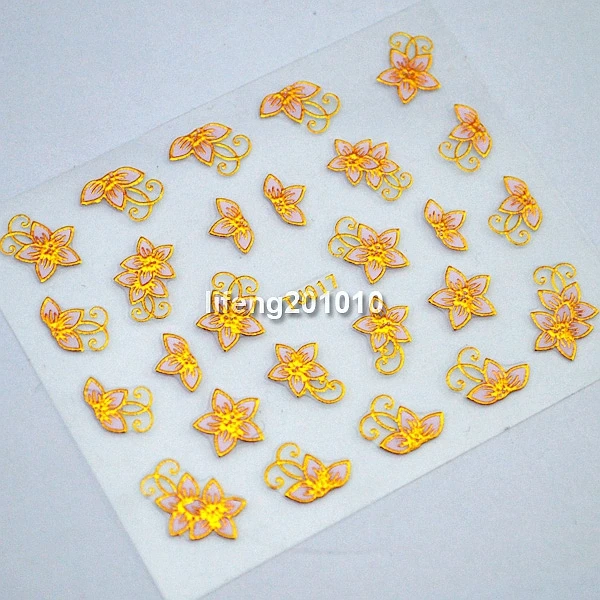 4 листа розовый цветок стикеры 3D на ногти Nail Art Наклейки для ногтей УФ гель