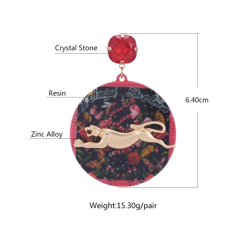 Sehuoran leopard Boho Oorbellen Resin Drop Earrings For Women Round Pendientes Earrings Fashion Jewelry wholesale  (1)