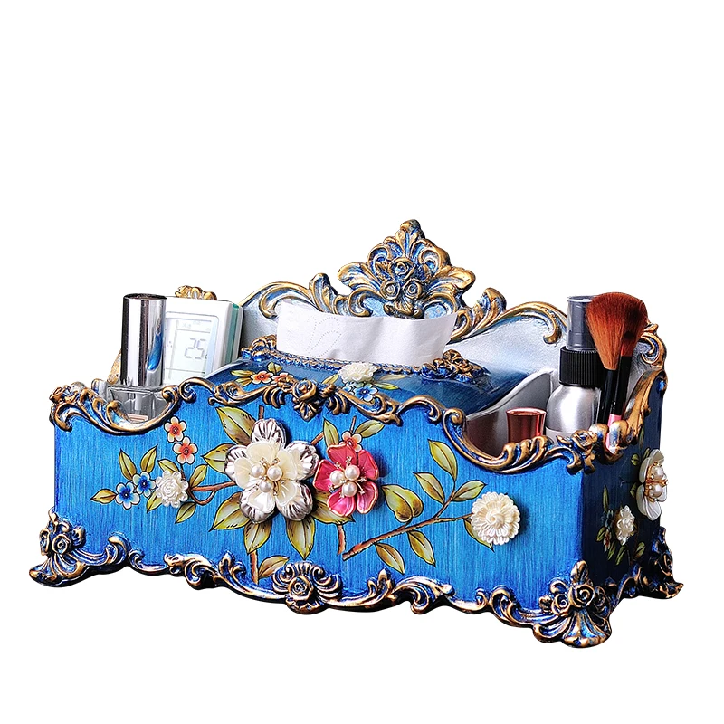 

European creative multi-function tissue box American style living room coffee table remote control storage box home retro tray