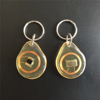 

13.56MHZ MF 1K S50 FM11RF08 F08 NFC Transparent Trops of Glue Card RFID Key Tag Key Ring