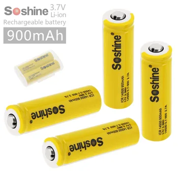 

4pcs Soshine 3.7V ICR 14500 900mAh Li-ion Rechargeable Battery with Safety Relief Valve + Battery Box for Flashlights Headlamps