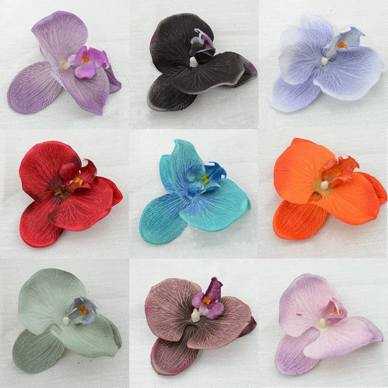Buy 10.5CM Head,15PCS Fake Orchid Flowers Heads Artificial Silk Orchids For DIY