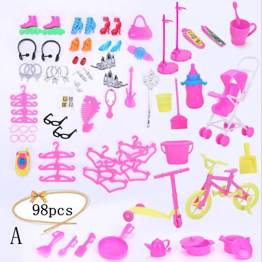 

Mix Style Doll Plastic Furniture Suit Mini Play Toy Shoes Bag Hanger For Barbi Doll Accessories For Kelly DIY Toys Play house