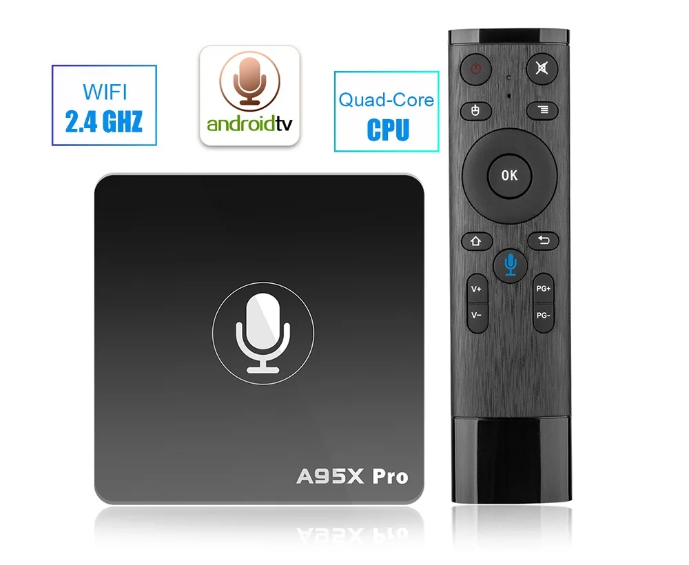 

A95X PRO TV Box Voice Control Android7.1 2+16GB Amlogic S905W 2.4G WiFi 100Mbps H.265 Support Youtube 4K Netflix HD Set-top Box