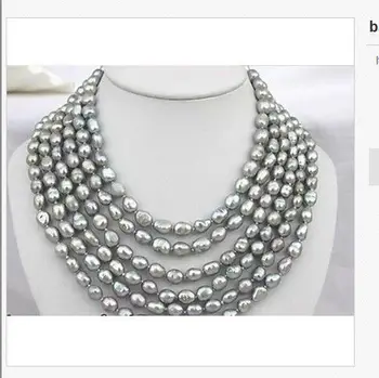 

Miss charm Jew1980 baroque 12-13mm tahitian silver gray pearl necklace58 inch