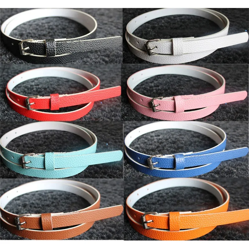 Women Waist Dress Access Thin Faux Leather Belt