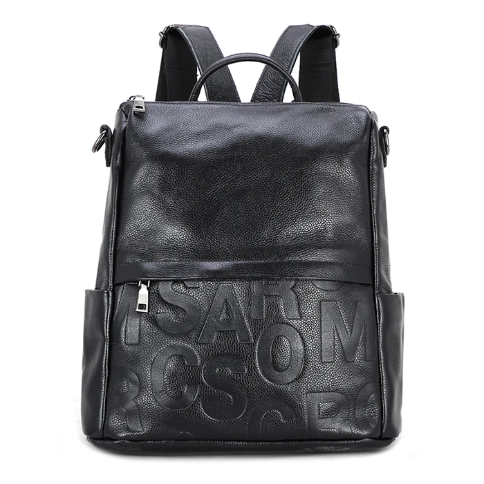 

YILIAN backpack female leisure 2018 The fashion Pure color Head layer cowhide alphabet bag 966