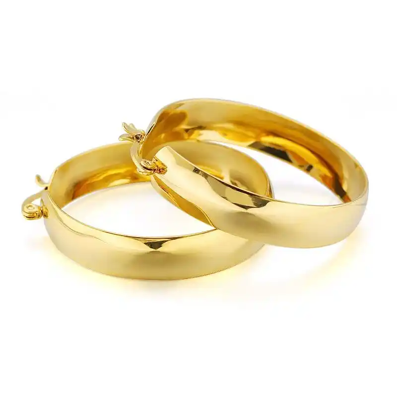 MxGxFam титановая сталь круглые широкие круглые серьги-кольца (1 пара) Бижутерия для модных женщин 3 размера выбор 18 К/белый золотой цвет