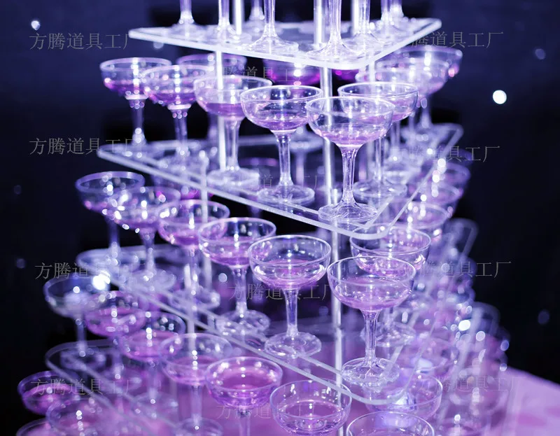 7 ярусов arcrylic Пирамида бокалов для шампанского для свадебного/вечерние украшения Свадебные Поставки