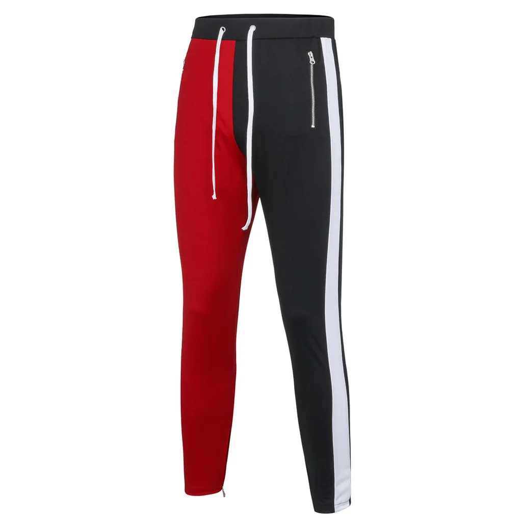 2019 осень мужские тренировочные брюки Повседневное эластичные Joggings спортивные блок уличные мешковатые брюки с карманами; брюки с полосой
