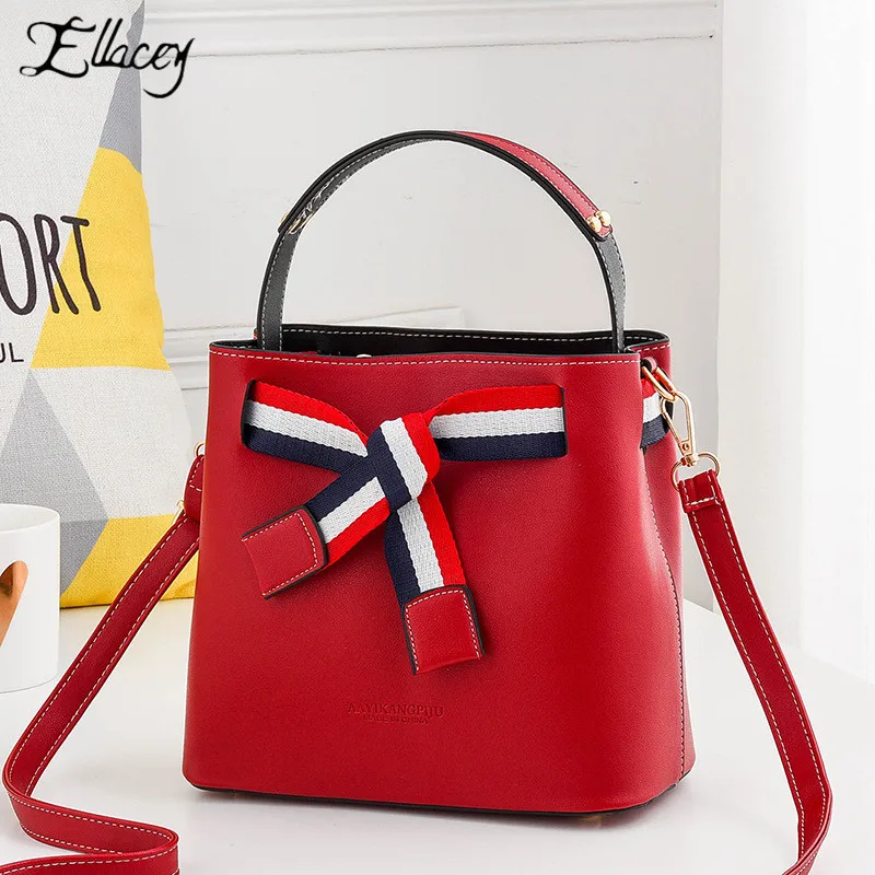 

Beautiful Bow Handbag Fashion Women Solid Candy Color Adjustable Shoulder Bag Leather Crossbody Bag For Women Ladies Hand Bags