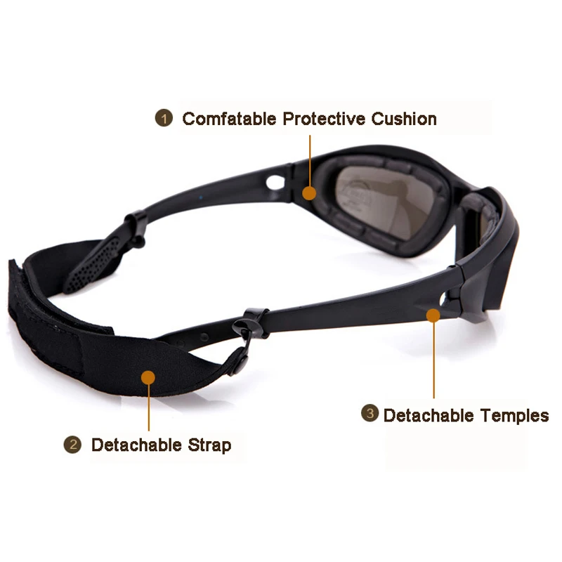 Polarized Army Goggles Sunglasses Men Military Sun Glasses For Men's Desert War Game Tactical Glasses