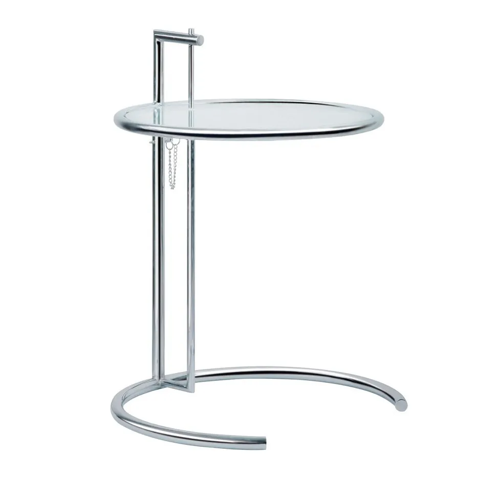 Регулируемый по высоте Eileen серый приставной столик из закаленного стекла, современный милый классический дизайн Лофт металлический столик для кафе - Цвет: Glass