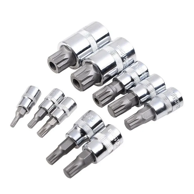 

New 10pcs/set Screwdriver allen head sleeve Wrench 12 Point MM Triple Square Spline Bit Socket Set For Tamper-Proof Lug Nuts