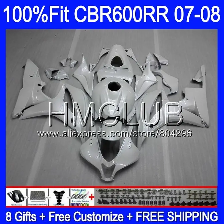 

Injection Pearl White For HONDA CBR600 RR CBR 600RR 600F5 07 08 65HM.20 CBR 600 RR CBR600F5 F5 07 08 CBR600RR 2007 2008 Fairing