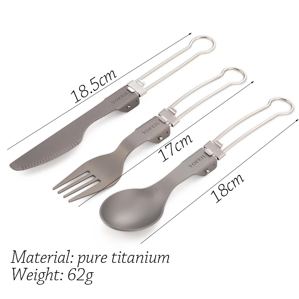 Высокое качество титановый сплав складной нож и вилка ложка ультра легкий чистый титан посуда для походов оборудование для пикника