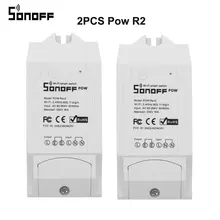 2 шт Sonoff Pow R2 умный Wifi переключатель контроллер с измерением энергопотребления в реальном времени 16А 3500 Вт для автоматизации умного дома