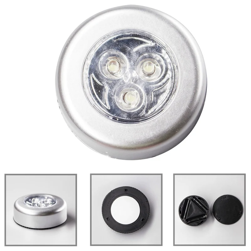 3 LED Touch Light Push Lamp Night Light Car Home Wall Camping Battery