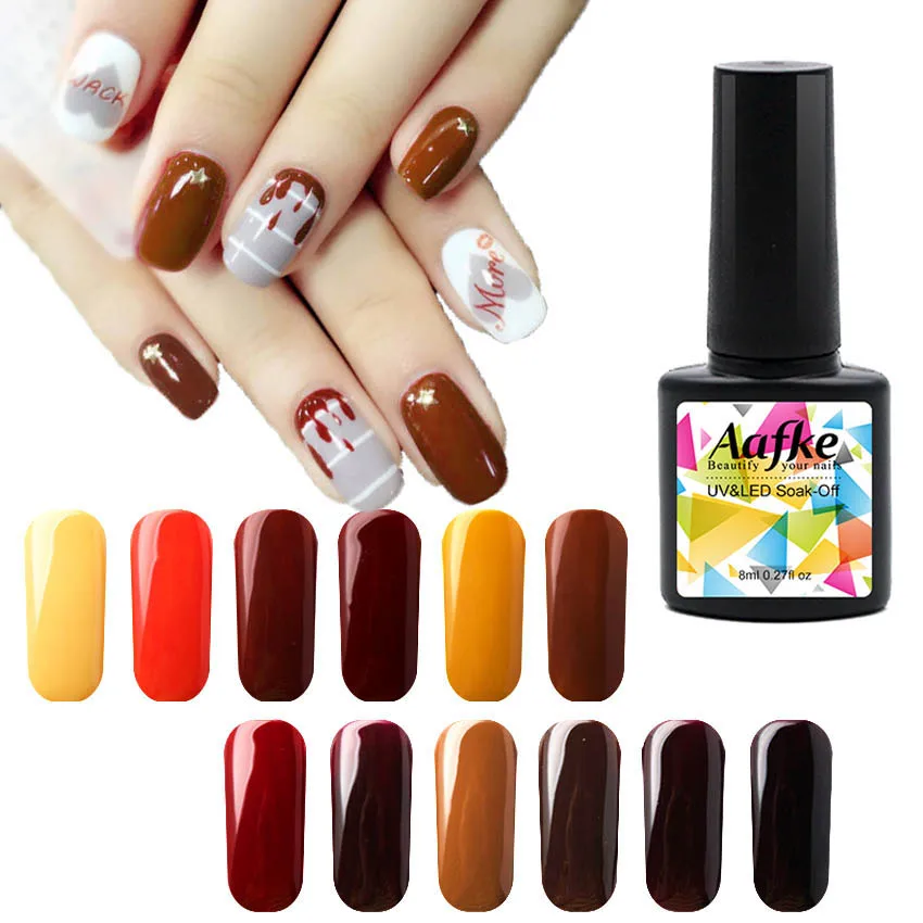 8ML Chocolate Brown Color Series Nail Gel Polish UV LED Caramel Coffee