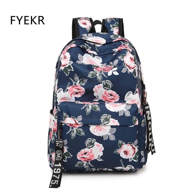 

Women Flowers School Backpack Casual Floral Printing Bags For Teenage Girls Female Laptop Mochila 2019