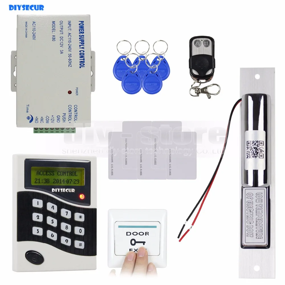 

DIYSECUR B100 DIY RFID Keypad Door Access Control System Kit + Electric Bolt Lock+ Free 5 ID Cards Key Fobs