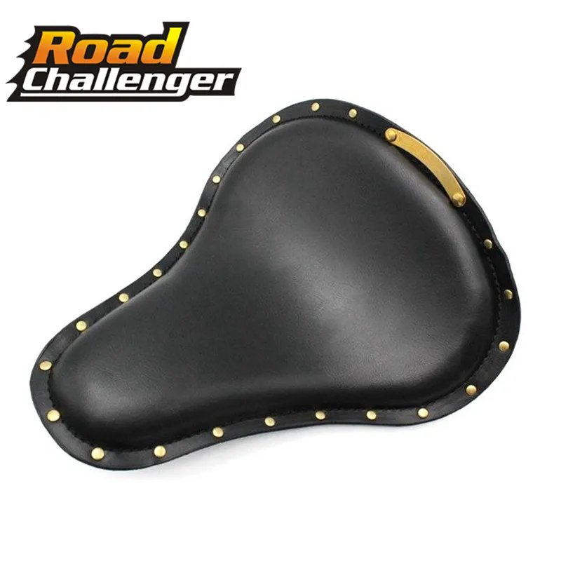 

Black/Brown Motorcycle Leather Gold Rivet Solo Driver Seat For Harley Sportster Chopper Bobber Custom