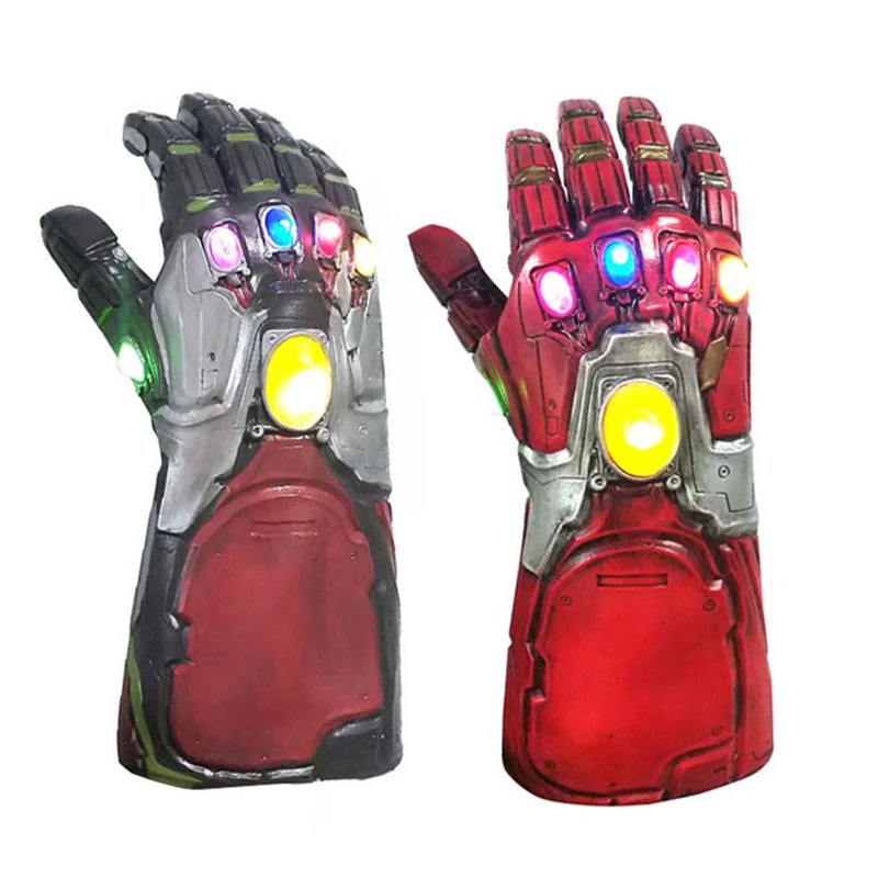 Вечерние перчатки на Хэллоуин, Мстители, супергерой, Железный человек, танос, бесконечность, камень, светодиодный, латексные перчатки, перчатки для косплея
