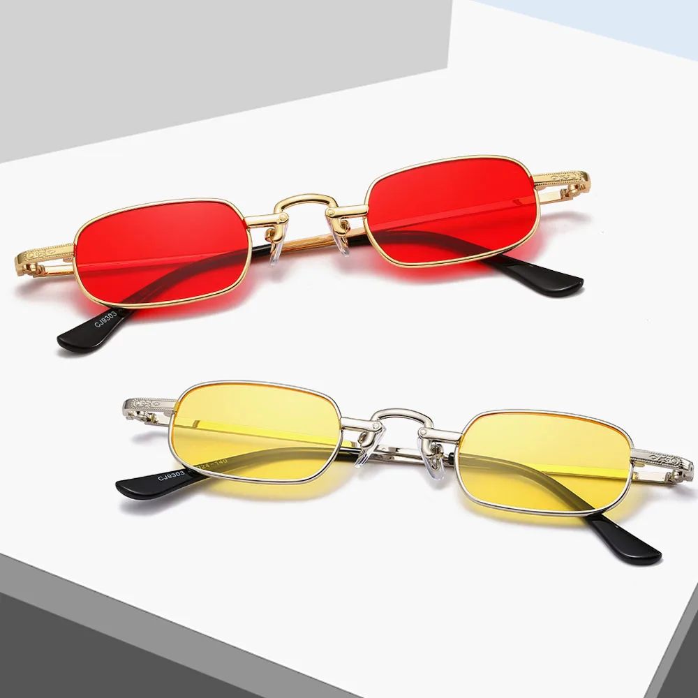 

2019 New Rectangle Sunglasses Women Steampunk Red Black Sun Glasses Alloy Frame Brand Designer Small Square Shades Punk Goggles