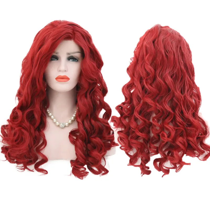 Харизма волос красный парик 26 дюймов длинные тела волна синтетический парик фронта шнурка для женщин естественные волосы парик фронта шнурка