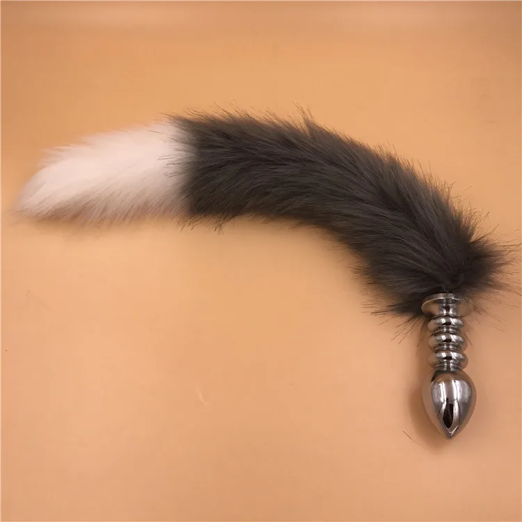 Gray And White Fox Tail Anal Plug Metal Toys Erotic Butt Sex Toy for Woman Men Sexy Adult Products | Красота и здоровье