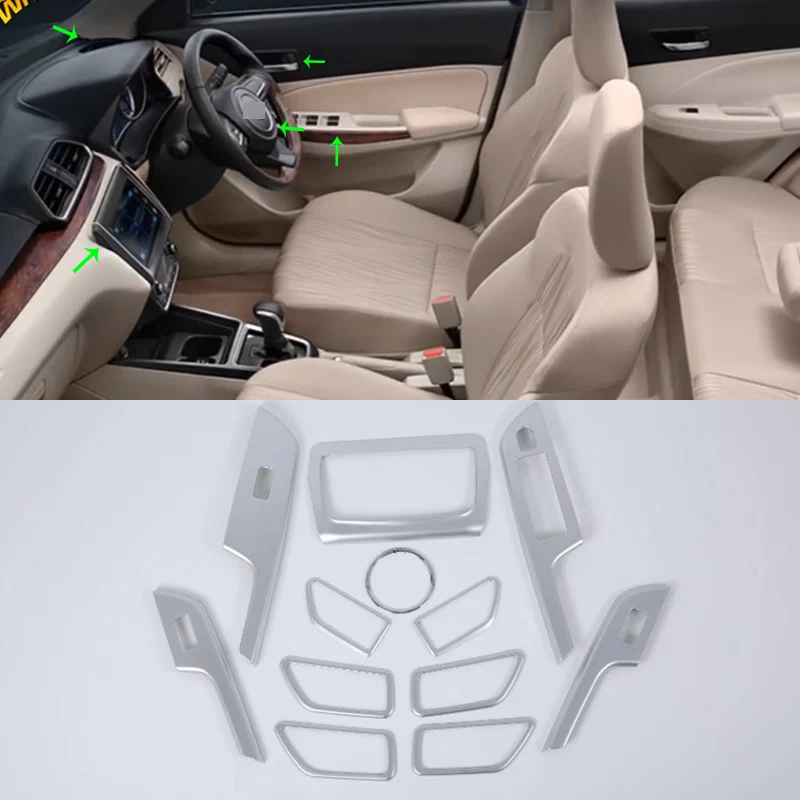 

OUBOLUN ABS Inner car accessories inner parts whole set 12pcs high quality For suzuki 2017 swift sedan
