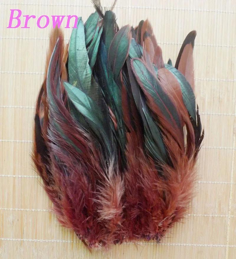 50 шт 13 смешанных цветов красивые петушиные перья 12,5-20 см цыпленок фазана Шлейфы для самодельного украшения шляп - Цвет: Brown