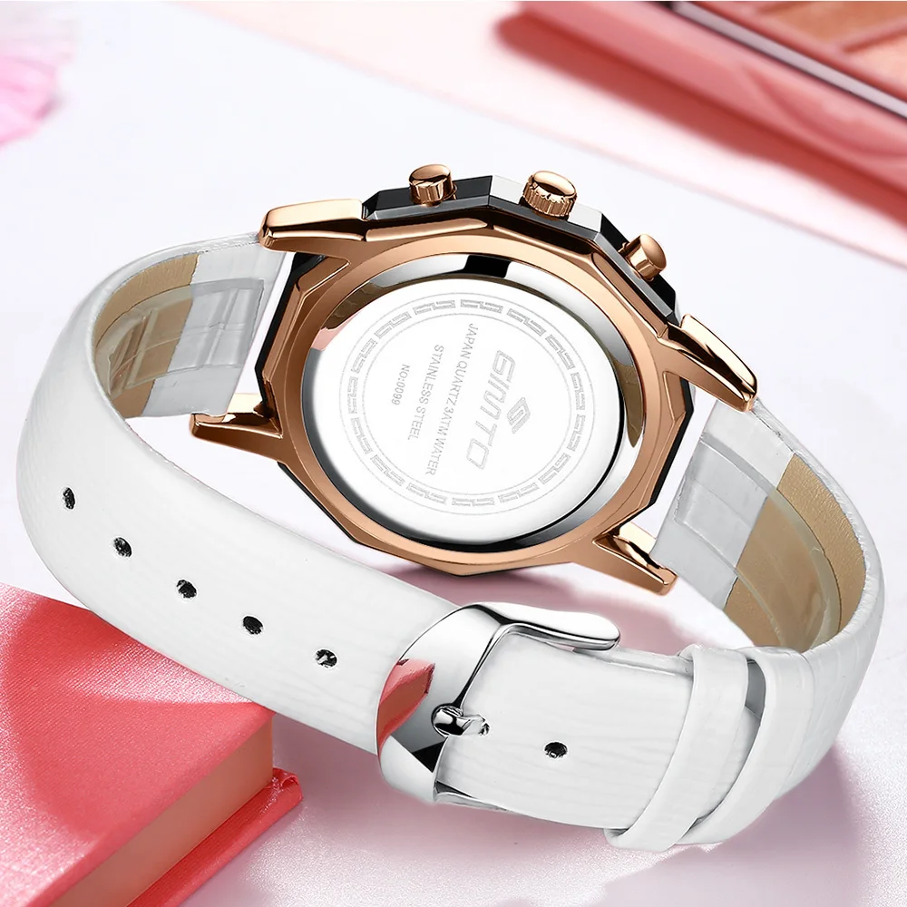 GIMTO Chronograph Sport Watch Rhinestone Clock Women Watches Luxury Brand Stopwatch Leather Waterproof Woman Watch 2018 Calendar GIMTO Chronograph Sport Watch Rhinestone Clock Women Watches Luxury Brand Stopwatch Leather Waterproof Woman Watch 2018 Calendar