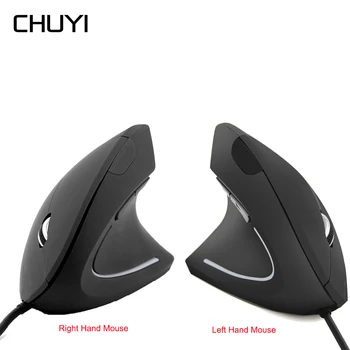 

CHUYI Right/Left Hand Vertical Mouse Ergonomic Bracers Healthy Wired Mouse USB Optical Computer Mice With Mouse Pad For Laptop