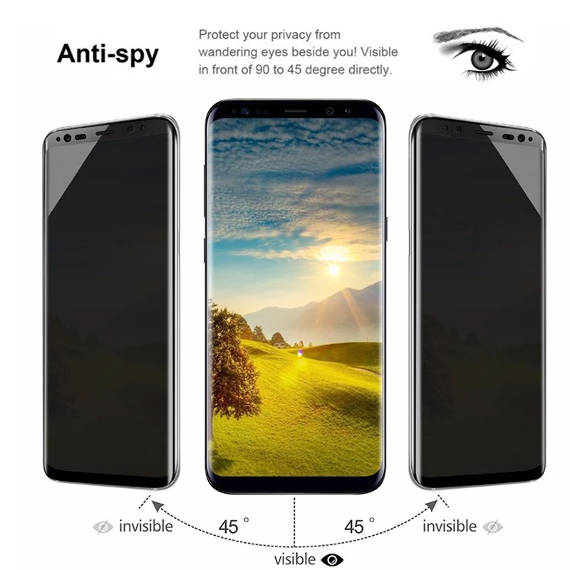 3D Curved Privacy Full Tempered Glass For Samsung Galaxy S8 S9 S10 Note 8 9 10 Plus S10e S7 edge Anti Spy Peep Screen Protector