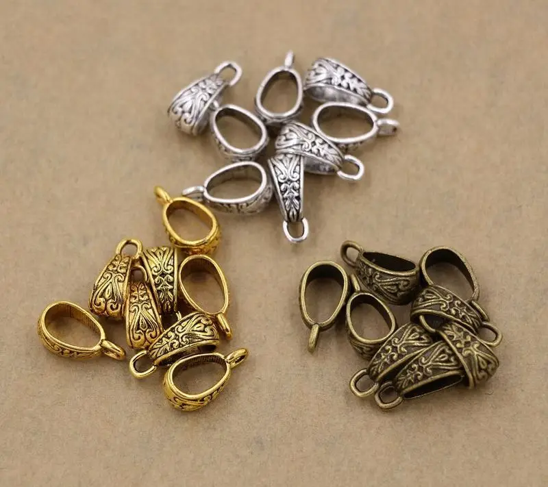 

Hot ! 15pcs Antique silver / gold / bronze Zinc Alloy Triangle Pendant Connector Bail Clasps 7x17mm cx74