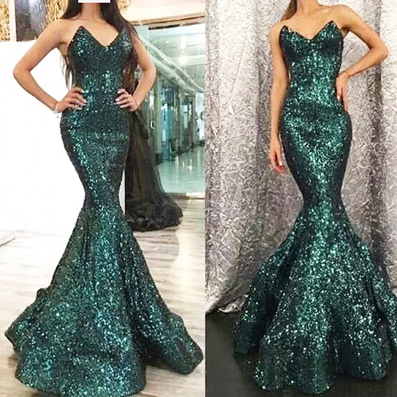 

Dresses To Evening Party Sparkling Sequins Abendkleider vestido de festa longo Mermaid Evening Dress Off Shoulder Backless abiye