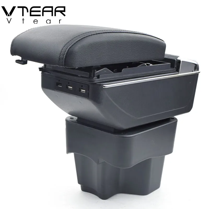 

Vtear For Kia Rio K2 armrest box USB Charging interface heighten central Store content box cup holder ashtray accessories parts