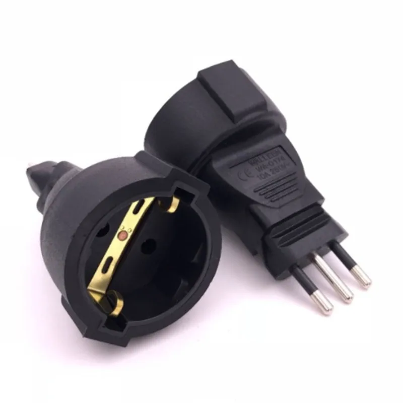 

European Euro EU Sockets 2 Pin to Italy 3 Pin Plug Adapter Travel Mains Adapter