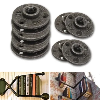 

1Pcs 1/2" 3/4" Black Decorative Malleable Iron Floor/Wall Flange Malleable Cast Iron Pipe Fittings BSP Threaded Hole