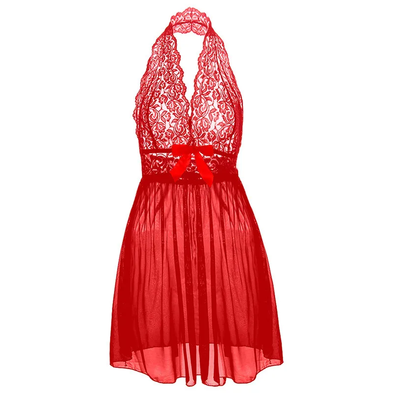 

S M L XL XXL 3XL 5XL 6XL Plus Size Deep V Big Bow Women Lace Sexy Lingerie Dress Porno Costumes Nightwear
