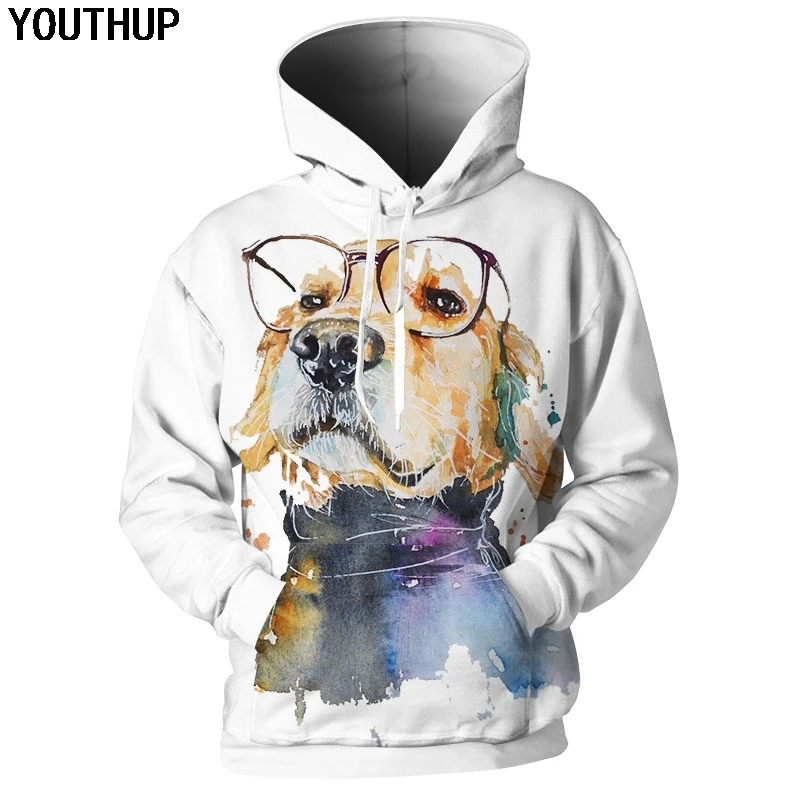 YOUTHUP 2018 Harajuku Animal Hoodies Men Women Hooded Hoodies Glasses